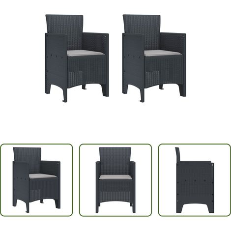 Chaise de terrasse - Chaise de jardin 2 pcs Anthracite 53 x 49 x 85 cm Polypropylène (1/5)
