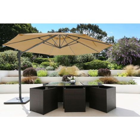 Housse de parasol 3 m en polyester imperméable – Protection UV – Design ventilé pour terrasses et jardins – Installation rapide (1/4)