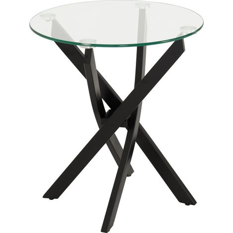 Sheldon Side Table - L50 x W56 x H50 cm - Clear Glass/Black