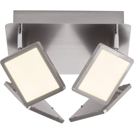 plafonnier 4 lumières, métal/plastique, LED 4x5 W intégrée, acier brossé, 30 x 30 x 15 CM, classe A+ (1/5)