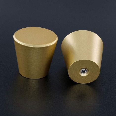 Set of 2 Gold Furniture Knobs, Brass Door Knobs, Gold Drawer Knobs, Round Brass Cabinet Knobs in Aluminum Alloy (1/5)