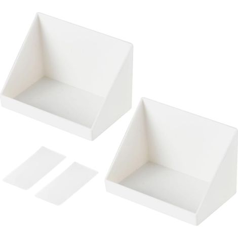 Étagère de rangement suspendue pour salle bain, sans perçage, 2 pièces, matériau PP durable, blanc, (1/5)