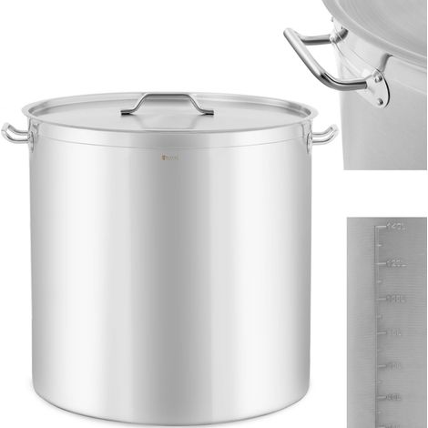 Olla de acero con tapa y escala medidora para cocinas de inducción de gas y eléctricas 170 l (1/5)