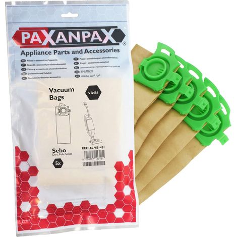Paxanpax VB481, VB481-Sacchetti di Carta compatibili Sebo Dart & Felix Serie (Confezione da 5) (1/2)