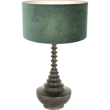 Anne Lighting - tischlampe - Bois - schwarz - holz veloursstoff - (1/5)