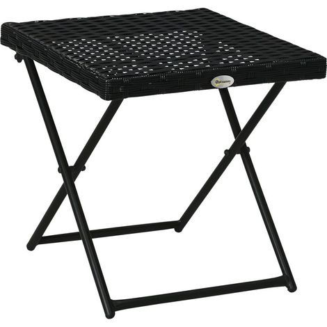 Polyrattan Balkontisch, klappbar, Stahlrahmen, pflegeleicht, 40x40x40 cm, Schwarz (1/5)
