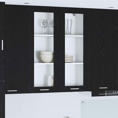 Hängeschrank mit Speicher Schwarz Eichen-Optik 80 x 31 x 100 cm