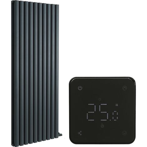 Milano Aruba Ardus Anthracite 1784mm x 590mm Double Panel Dry Heat Vertical Oval Panel Electric Radiator - Wi-Fi Thermostat (1/5)