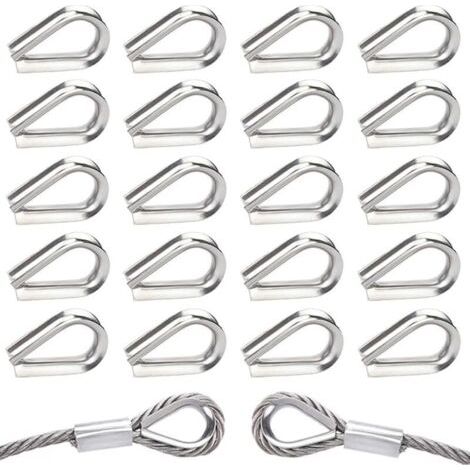40 pieces M5 stainless steel 304 wire rope eyelets, heart-shaped eyelets for 5 mm wire ropes