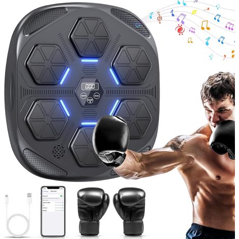 Bluetooth Boxautomat mit Musik & LED-Licht - 9 Trainingsmodi & 18 Geschwindigkeiten - Elektronischer Boxsack für Kinder & Erwachsene - Für Zuhause, Fitnessraum, Kinderzimmer