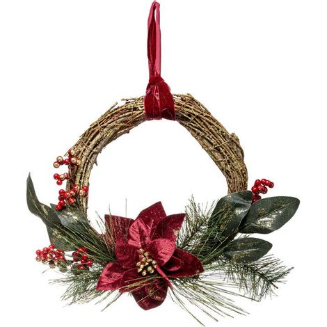 Couronne de Noël Poinsettia "Soir" 38cm Naturel