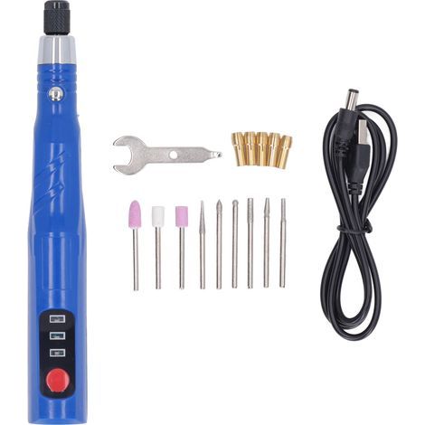 Elektrisches Schleifstift-Polierset, Mini-tragbares kabelloses Rotationswerkzeug mit USB-Ladefunktion, 30 W, Blau (1/5)