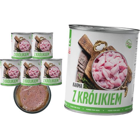 COMIDA H脷MEDA PARA PERROS TufTuf Lata de carne enlatada con conejo SET 6x800g