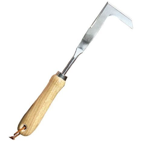 Couteau grattoir à mauvaises herbes en acier inoxydable, manche en bois, jardinage (1/5)