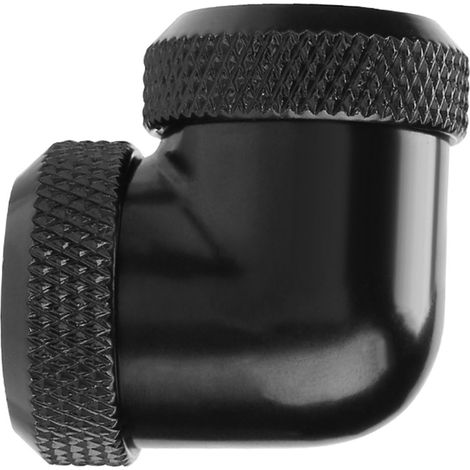 Coude à 90 degrés pour tuyau rigide de refroidissement liquide, 14mm OD, noir, raccord double pour DIY (1/5)