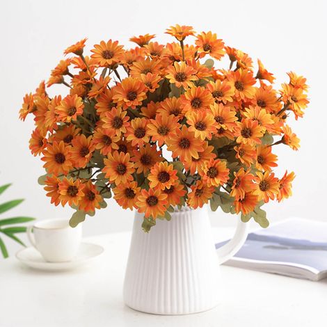 Bouquet De Marguerites Artificielles - Tige Longue 30 Cm - Diamètre Fleurs 3,5 Cm - Pour Décoration Intérieure Extérieure - 1 Pièce (1/5)