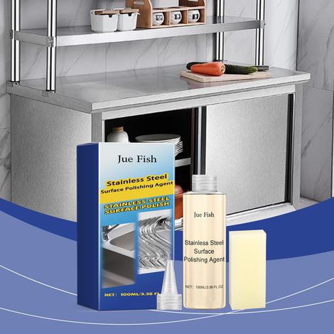 Edelstahl-Polierpaste, schonender Reiniger zur Entfernung von Schmutz und Flecken, für einen strahlenden Glanz – 100 ml + Schwamm -- DTEKGAZ (1/5)