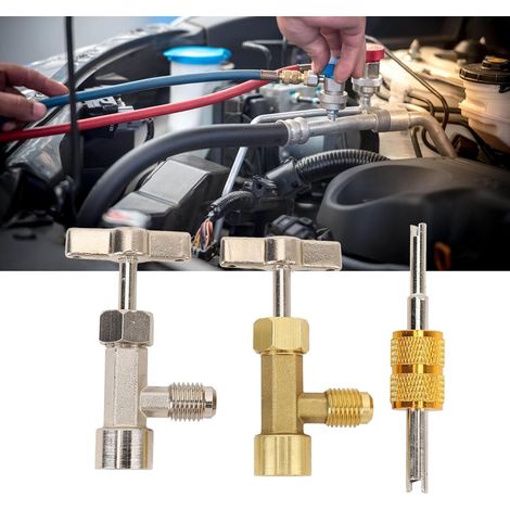 Robinet de canette auto-scellant R134a, robinets de canette auto-scellants et de style 134a, kit de taraudage de canette de fréon AC, avec adaptateur de réservoir R134A, outil de (1/5)