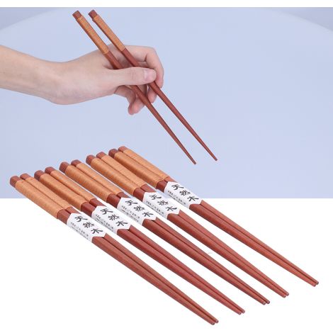paires de baguettes en bois à motif tressé, antidérapantes, pour sushis, pour hôtels, maisons et restaurants (marron) (1/5)