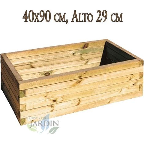 Macetero de madera 40x90 cm, alto 29 cm, ideal para jardines y terrazas, macetero de gran tamaño