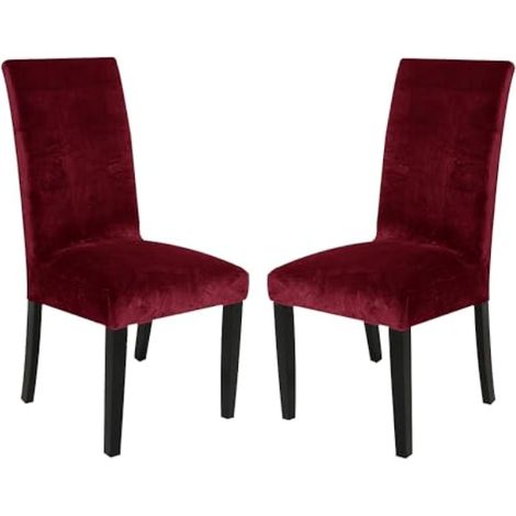 Lot de 2 housses de chaise en velours rouge à ailettes, robustes, amovibles, lavables et réutilisables – Pour salle à manger, banquet, décoration d'intérieur (rouge) (1/5)
