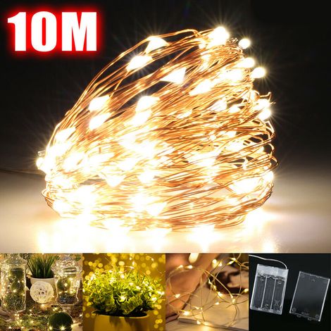 10 m LED-Lichterkette, batteriebetrieben, Kupferdraht, wasserdicht, Weihnachtsdekoration (1/5)
