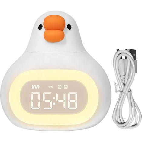 Réveil numérique en forme d'oie de dessin animé, veilleuse USB pour chambre (1/5)