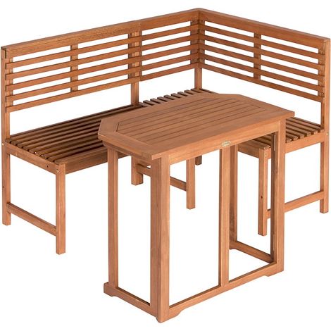 Eckbank Set Eucalyptus grün/beige Klapptisch 90x50 cm
