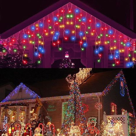 Guirlande Lumineuse Exterieure,10M 300 LED Rideau Lumineux Exterieur,8 Modes,Étanche Guirlande Noël Decoration de Decoration/Fêtes (1/5)