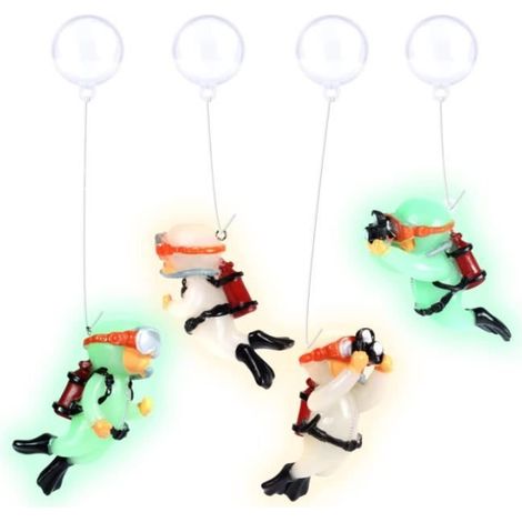 4 Pièces Lumineuses Décoration Aquarium Poisson, Accessoire Décoration Aquarium Flottante Brillent dans Le Noir Joli Petit Plongeur (1/4)