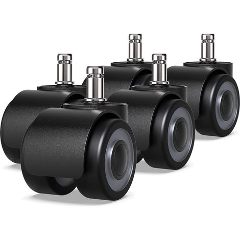 Set mit 5 Bürostuhlrollen - 11 x 22 mm - Doppelrollen-Design - Bodenschonend - Durchmesser: 50 mm (11 x 22 mm)