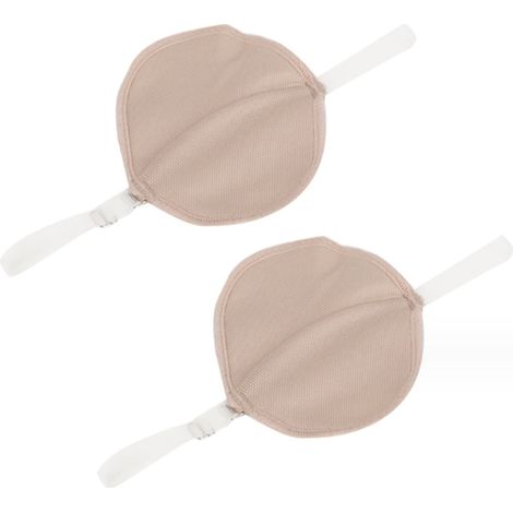 Protections absorbantes réutilisables en coton, lot de 2 paires, respirantes, sangles élastiques réglables, blanc et beige (1/5)
