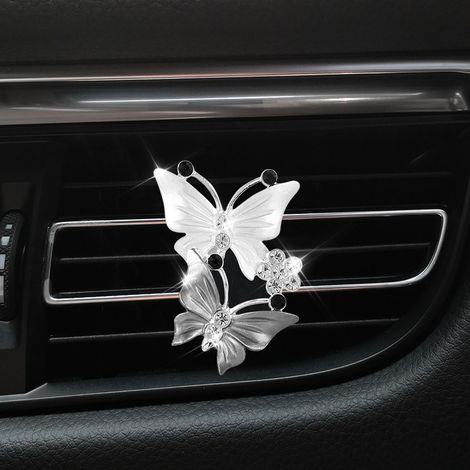 Clips décoratifs en forme de papillon pour grille d'aération de climatisation de voiture - Gris - Lot de 4 (1/3)