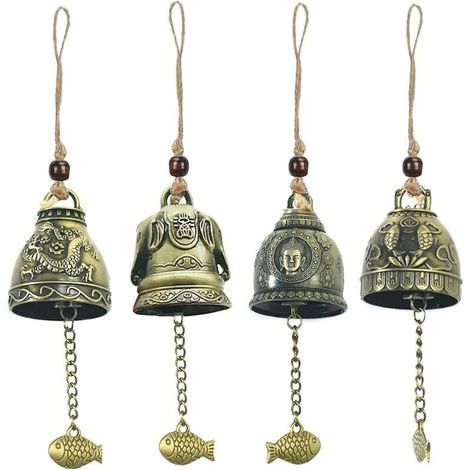 4 Pièces Bénédictions des Carillons Feng Shui, Carillons Éoliens Chinois, Carillons Éoliens Fengshui, Feng Shui Cloches, Feng Shui Cloche Bénédiction, pour Décoration Porte-Bonheur Suspendue (1/4)