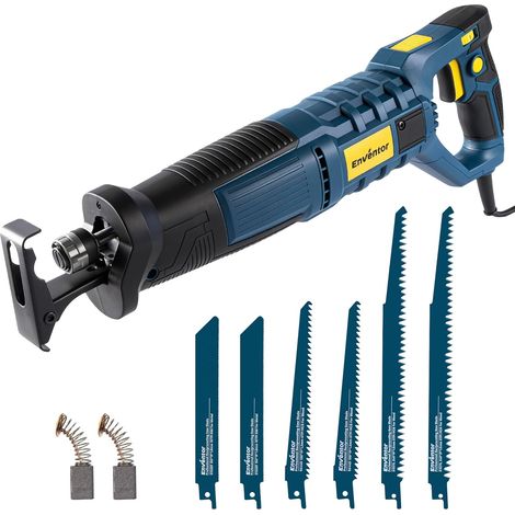 Scie Sabre, changement de lame sans outil, 850W, course 28mm 6 Lames, 2800 SPM Vitesse Variable, Poignée Rotative à 180°, pour Bois, Métal, PVC et Élagage (1/5)