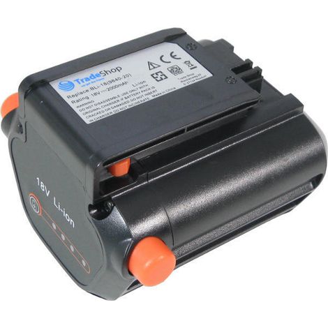 Trade-Shop Li-Ion Akku 18V / 2000mAh ersetzt Gardena 9840-20 5ICR18/65 für EasyCut Li-18/23 (9876) EasyCut Li-18/23R (9823) Allround Bläser AkkuJet 18-Li (9335) PowerMax Li-18/32 (5039) (1/4)
