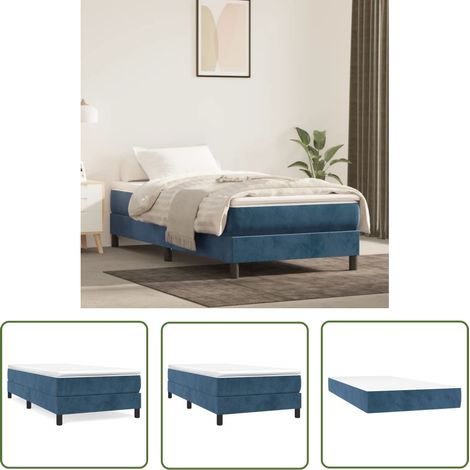 The Living Store Boxspringbett mit Matratze Dunkelblau 90x190 cm Samt - Samtbett - Boxspringbett - Doppelbett - Bettauflage - Matratze (1/5)