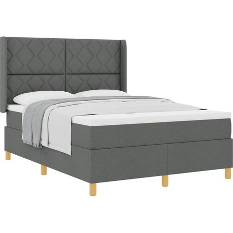 Maison Exclusive - Letto a molle con testiera Grigio scuro 140 x 190 cm Tessuto (1/5)