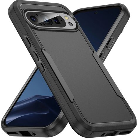 (Noir, Google Pixel 7 Pro) Coque de téléphone double couche antichoc de luxe, coque de protection rigide et résistante de couleur unie (1/5)