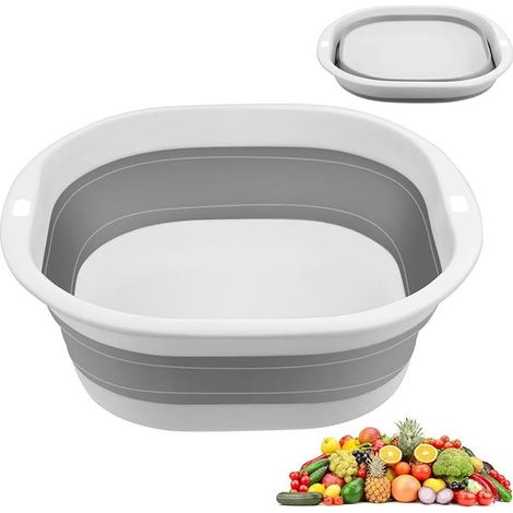 Bassine Pliable, 3.5 LBassine Retractable Nettoyage Ménager Petite Bassine Bucket, Pliable Retractable Lavabo Multifonction, pour Salle de Bains, Cuisine, Jardin, Camping, Gris (1/4)