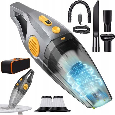 Aspiradora portátil para coche, potente, sin bolsa, con filtro HEPA, 9500 Pa, 120 W, USB.