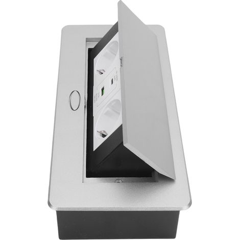 Prise encastrable rétractable argent 20W USB charge rapide résistante aux éclaboussures pour plan de travail maison (1/5)