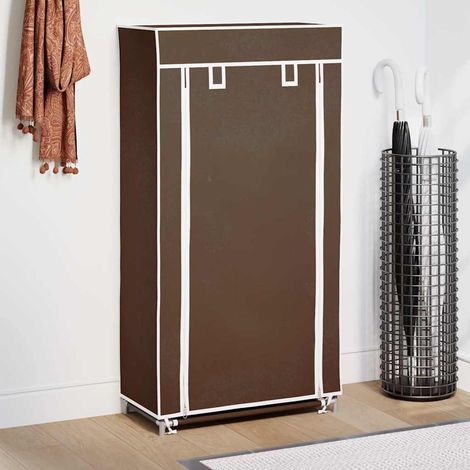 vidaXL Zapatero de tela con cubierta, marrón, 58 x 28 x 106 cm (1/5)