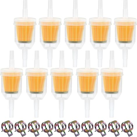 10 Pièces Filtre Essence Tracteur Tondeuse, Filtre Essence Moto 6-8 mm, Avec 10 Clips de Tuyau pour Moto, Scooter, Générateur, Tondeuse à Gazon, Auto (1/5)