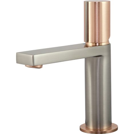 Essebagno Allure mezclador bajo de lavabo de acero inoxidable y oro rosa
