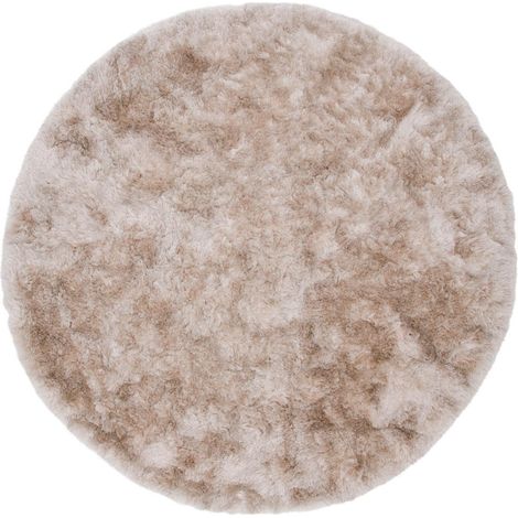 Tapis Déco Shaggy Rond "Shiva" 200cm Champagne (1/5)