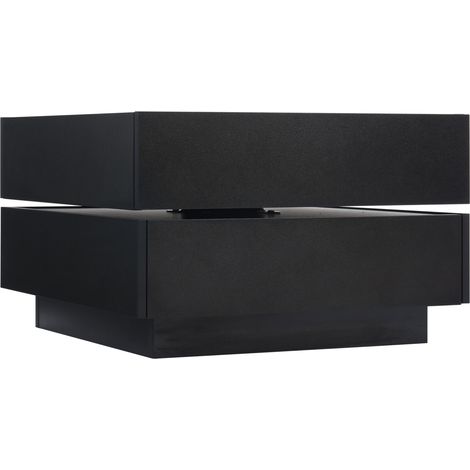 Mesa de centro giratoria 360° negra 60 x 60 x 38 cm con 2 cajones y espacio de almacenamiento (1/5)