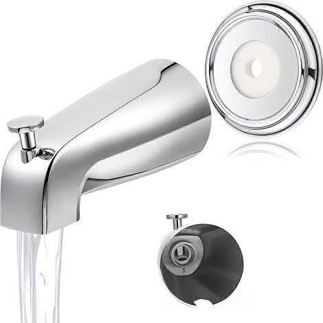 Bec de baignoire avec anneau de recouvrement métallique, robinet mural frontal avec inverseur de douche, filetage intérieur 1/2" IPS B (1/5)