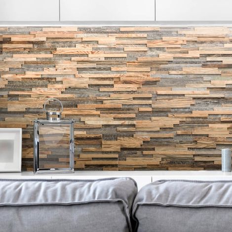 Panneau décoratif mural en bois naturel FSC – Parement mural écologique – Installation facile – 1m² – Wooden Wall Design (1/4)