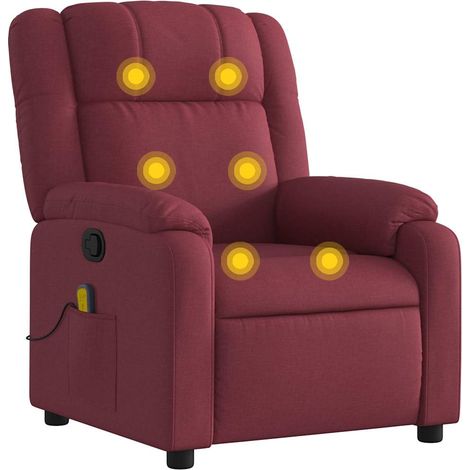 Maison Exclusive - Sillón de masaje reclinable de tela color vino